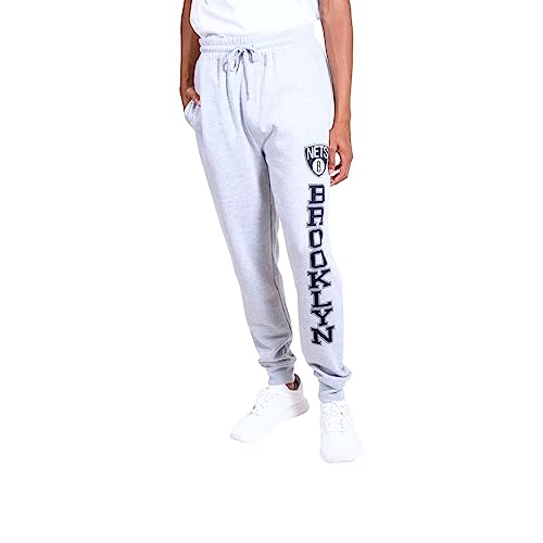 Ultra Game NBA Official Men’s Super Soft Game Day Jogger Sweatpants - Unisex, Brooklyn Nets, Heather Gray, Small