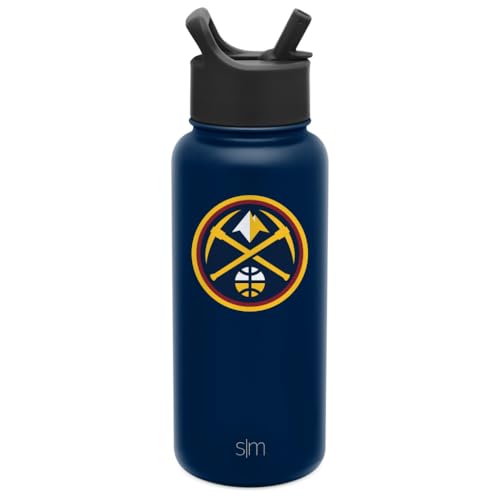 Simple Modern Officially Licensed NBA Denver Nuggets Water Bottle with Straw Lid | Vacuum Insulated Stainless Steel 32oz Thermos | Summit Collection | Denver Nuggets