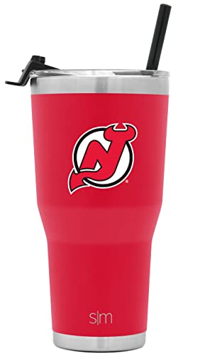 Simple Modern Officially Licensed NHL New Jersey Devils 30oz Cruiser Tumbler Insulated Travel Mug Cup with Flip Lid and Straw