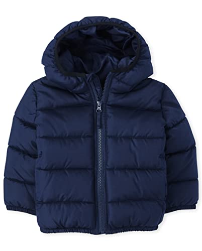 The Children's Place baby boys And Toddler Medium Weight Puffer Jacket, Wind-resistant, Water-resistant Jacket, Navy, 18-24 Months US