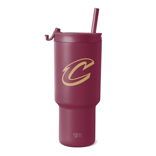 Simple Modern Officially Licensed NBA Cavaliers 30 oz Tumbler with Flip Lid and Straws | Insulated Cup Stainless Steel | Gifts for Men Women | Trek Collection | Cleveland Cavaliers