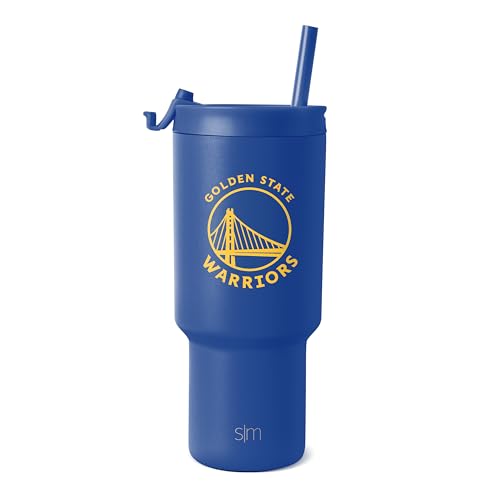 Simple Modern Officially Licensed NBA Warriors 30 oz Tumbler with Flip Lid and Straws | Insulated Cup Stainless Steel | Gifts for Men Women | Trek Collection | Golden State Warriors