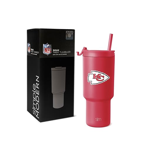 Simple Modern Officially Licensed NFL Kansas City Chiefs 30 oz Tumbler with Flip Lid and Straws | Insulated Cup Stainless Steel | Gifts for Men Women | Trek Collection | Kansas City Chiefs