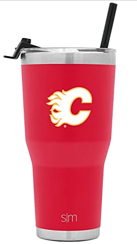 Simple Modern Officially Licensed NHL Calgary Flames 30oz Cruiser Tumbler Insulated Travel Mug Cup with Flip Lid and Straw