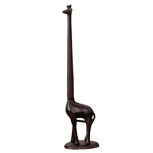 Ogrmar Cast Iron Giraffe Paper Holder Decorative Bathroom Toilet Paper Holder Stand 3.25 X 17.5 X 4.25 Inches (Brown)