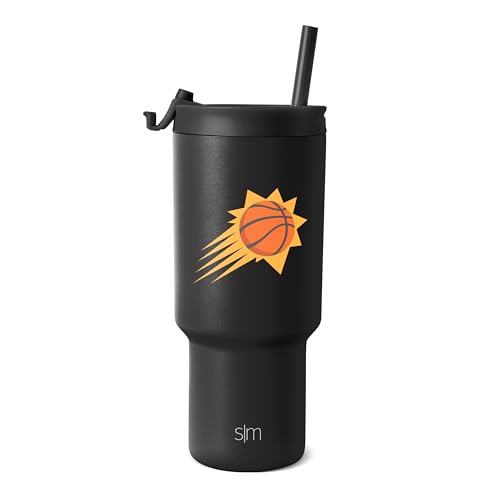 Simple Modern Officially Licensed NBA Suns 30 oz Tumbler with Flip Lid and Straws | Insulated Cup Stainless Steel | Gifts for Men Women | Trek Collection | Phoenix Suns