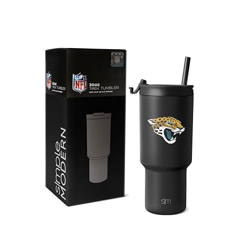 Simple Modern Officially Licensed NFL Jacksonville Jaguars 30 oz Tumbler with Flip Lid and Straws | Insulated Cup Stainless Steel | Gifts for Men Women | Trek Collection | Jacksonville Jaguars