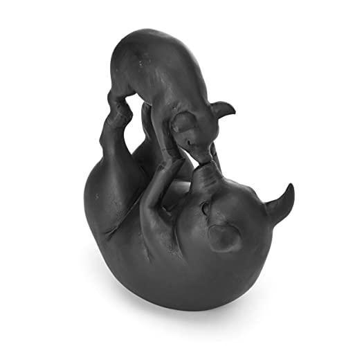 Elements 5.12x2.95x5.91 Inch Mother and Baby Pig Resin Tabletop Decor Black