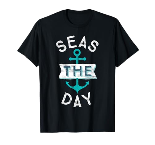 Funny Cruise Shirt Saying Seas Day Teal Nautical Anchor Gift T-Shirt