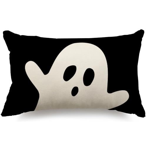 JXZYGMD Halloween Pillow Cover 12x20 Ghost Halloween Lumbar Pillow Covers Decorations Outdoor Halloween Pillows Decorative for Halloween Home Decor for Sofa