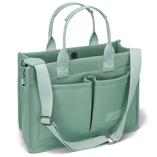 ZHMO Large Canvas Tote Bag for Women With Pockets,Womens Laptop Work Book Bags Crossbody Purse Handbags Shoulder Hobo Travel Satchel Messenger Totes for Nurse Teacher College Church Gift Office Gym