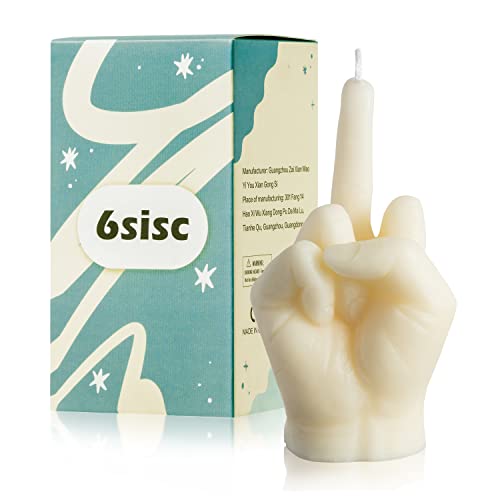 6sisc Middle Finger Scented Candle Danish Pastel Room Decor Aesthetic Pine Fragrance Soy Wax Aromatherapy Hand Gesture Candles Desk Statues Sculpture Decorations Gift for House Bedroom Supplies Milky