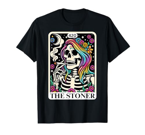 Tarot Card The Stoner Weed Lover Skeleton 420 Cannabis T-Shirt