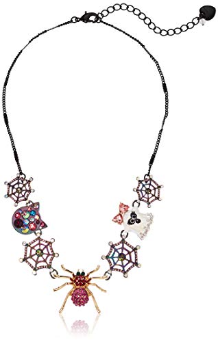 Betsey Johnson Spider Mixed Charm Frontal Necklace