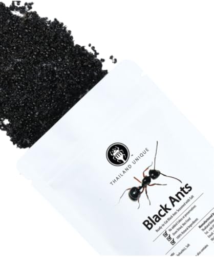 Thailand Unique Black Ants Salted - 5 Gram Bag of Dyhydrated Edible Insects for Humans, Healthy Superfood Bugs Wierd Unusual Snack Gift