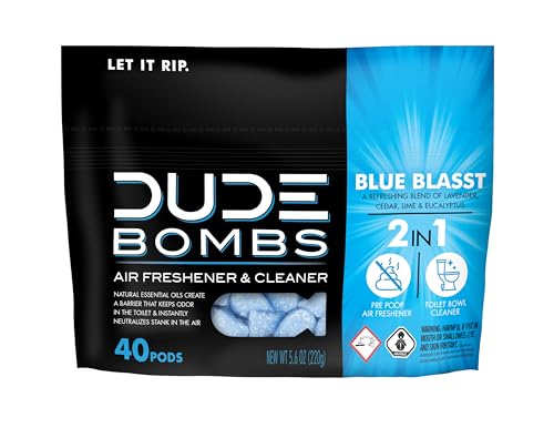 DUDE Bombs - Toilet Stank Eliminator - 1 Pack, 40 Pods - Fresh Scent 2-in-1 Stank Eliminator + Toilet Bowl Freshener - Refreshing Blend of Lavender, Cedar, Lime, and Eucalyptus