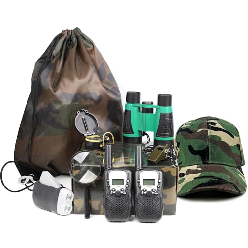 Outdoor Adventure Set for Kids - Camouflage Camping Exploration Toys with Walkie-Talkies - Backyard Explorer Gear for Boys and Girls