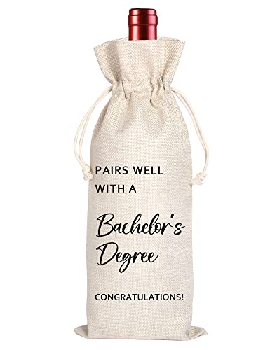 Maydvdv Bachelor's Degree Graduation Wine Bag Gift | University College Graduation gift | Class of 2024 | Gift for him | Pairs Well with a Bachelor's Degree 11WB30