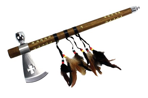 Wuu Jau Co L-111 Native American Peace Pipe Tomahawk Axe, 18', Silver