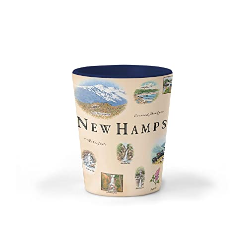 Xplorer Maps New Hampshire State Map Ceramic Shot Glass, BPA-Free - For Office, Home, Gift, Party - Durable and holds 1.5 oz Liquid