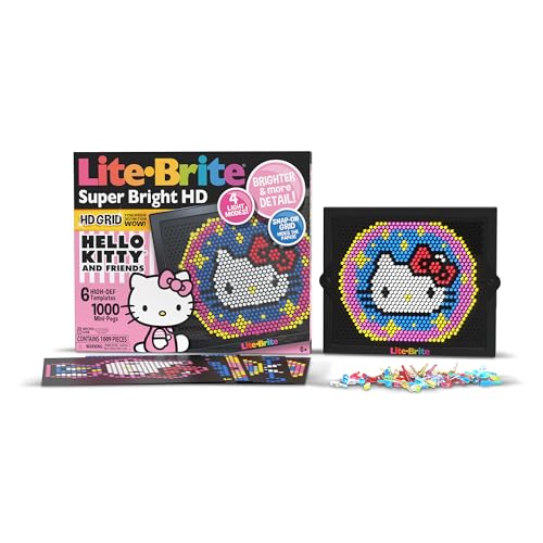 Lite Brite Super Bright HD, Hello Kitty Edition - Create Art with Light, Enhances Creativity, Gift for Girls and Boys Ages 6+