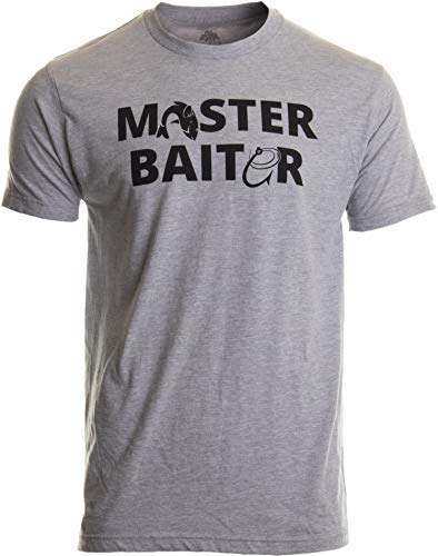 Ann Arbor T-shirt Co. Masterbaiter | Funny Fishing Fisherman Fish Master Baiter Dad Grandpa Joke T-Shirt-(Adult,L) Sport Grey