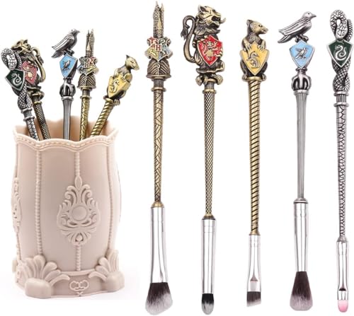 【2 Color Options】Harry Metal Makeup Brushes Set Gifts Wi-zard Wand Makeup Brushes Set for Women Magic Eye Shadow Eyeliner Blending Lip Brush Potter - Brushes Holder Pot Not Included