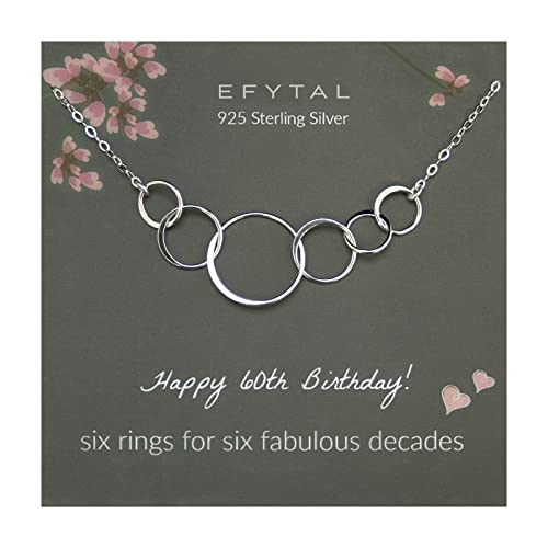 EFYTAL 60th Birthday Gifts for Women, Sterling Silver Six Circle Necklace, Gifts for 60 Year Old Woman, 60th Birthday Necklace, Birthday Gifts for Women Turning 60, 60th Birthday Gift Ideas,1964