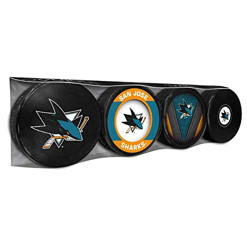 San Jose Sharks Officially Licensed 4-Pack Hockey Puck Collection