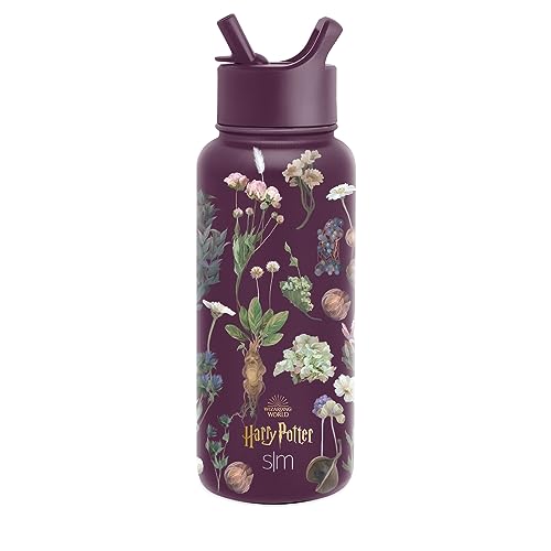 Simple Modern Harry Potter Water Bottle with Straw Lid Insulated Stainless Steel Metal Thermos | Gifts for Women Men Reusable Leak Proof Flask | Summit Collection | 32oz Harry Potter Herbology