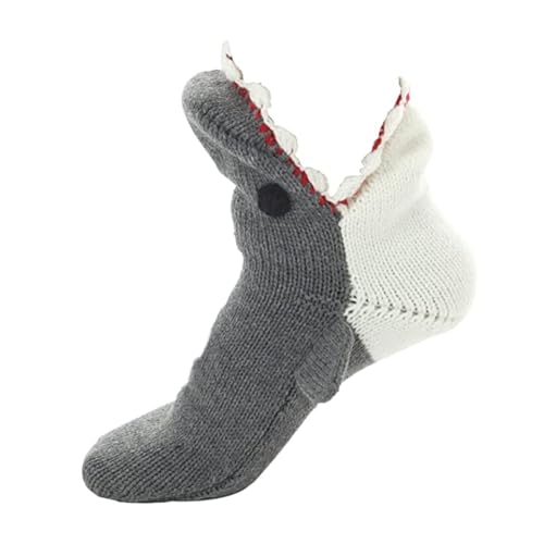 Knit Cute Shark Socks - 3D Alligator Socks Biting Leg - Wool Winter Warm Thick Floor Sock for Women Men (US, Alpha, One Size, Regular, Regular, Shark)