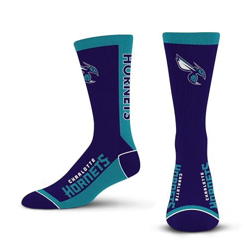 For Bare Feet NBA CHARLOTTE HORNETS MVP Crew Sock Team Color Large