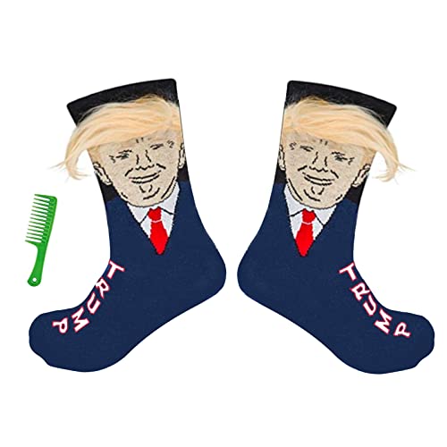 T Legend Funny Gifts,Donald Trump Socks With Hair,Funny Socks Trump 2024 Novelty Socks Gift, Unisex Trump Merchandise(Trump Hair)