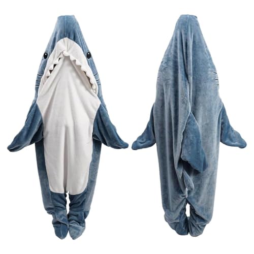 Shark Blanket Hoodie Adult, Wearable Shark Blanket, Shark Sleeping Bag, Soft Cozy Warm Flannel Hoodie, Shark Blanket Onesie