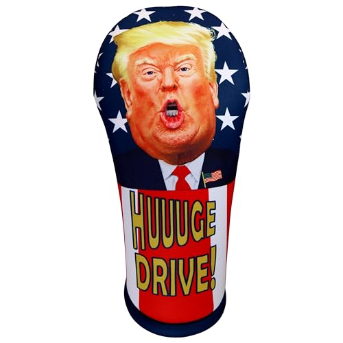 Trump Driver Golf Club Headcover HUUUGE Drive! - MAGA Fun! Easy On/Off, Made in USA by BeeJos - Golf Gift Accessory for 2024!