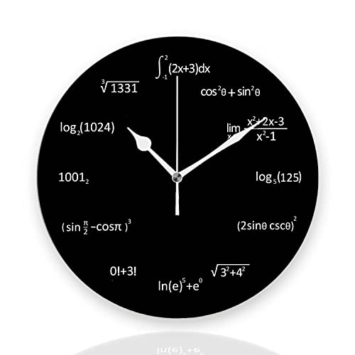 Tiawutal Battery Operated Wall Clocks 12 Inch,Math Mathematician,Silent Home Decor for Bathroom,Living Room,Bedroom