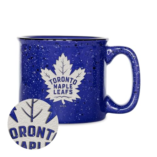 Rico Industries NHL Hockey Toronto Maple Leafs Royal Speckle 12oz Laser Engraved Campfire Mug