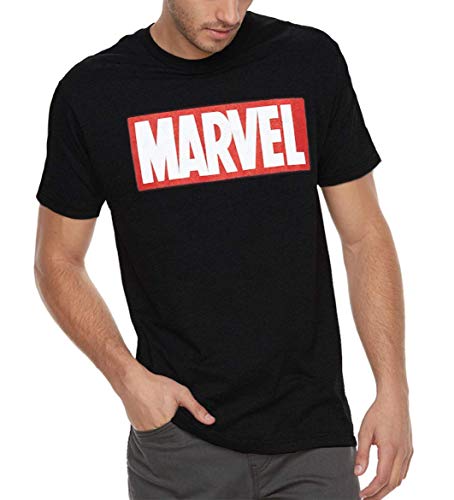 Marvel Men's Comics Simple Classic Logo T-Shirt, Black, L