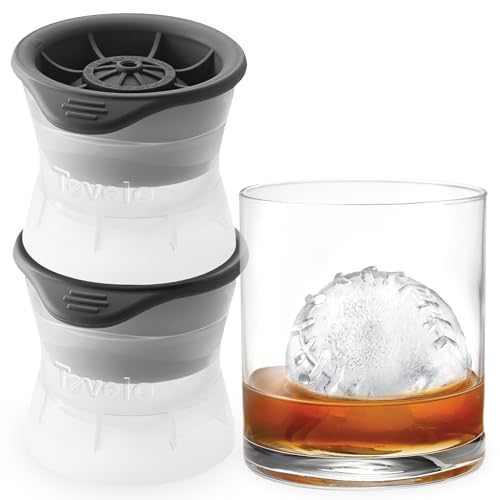 Tovolo Baseball Shaped Ice Molds, Set of 2 - Large Ice Mold Gift Set - Sports Themed Unique Ice Mold Chills Drinks - Odor-Free Freezer Storage, Dishwasher-Safe with Silicone Plunger