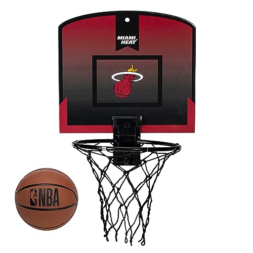 Franklin Sports NBA Miami Heat Mini Over The Door Basketball Hoop - Kids Indoor Mini Basketball Hoop with Basketball - NBA Fan Shop Mini Hoop for Bedroom + Office - Over The Door Mini Hoop Set