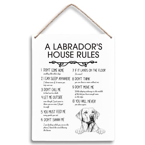 FUGWN A Labrador’s House Rules Dog Wooden Signs 8x10, Labrador Retriever Gifts, Dog Signs for Home Decor, Dog Decorations for the Home, Dog Wall Decor, House Rules Sign, Gifts for Dog Lovers Owners