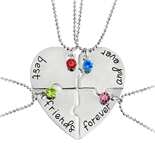 SIVITE Best Friends Forever and Ever Necklace with Crystal Broken Heart Charm Pendant Set Friendship Necklace