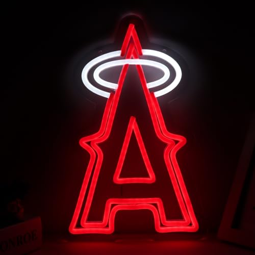 Balanar Baseball Neon Signs for Garage or Man Cave Decor, Men's Gifts With Los Angels Team Logo, Red Baseball Neon for Parties, Bars,Dorms, Office Wall Art and Game Room Decor