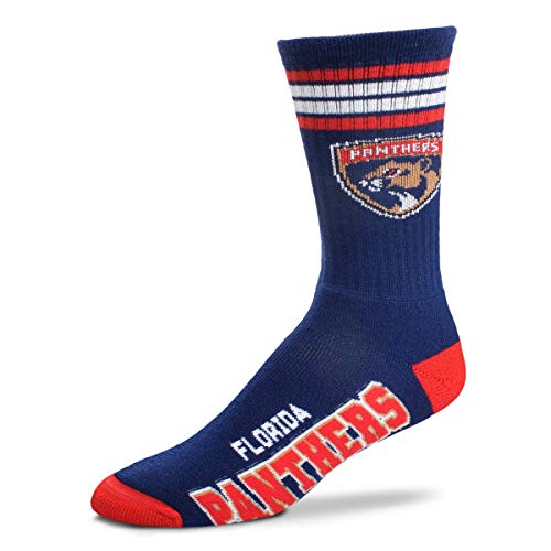 For Bare Feet NHL Florida Panthers 4 Stripe Deuce Crew Sock Team Color YOUTH