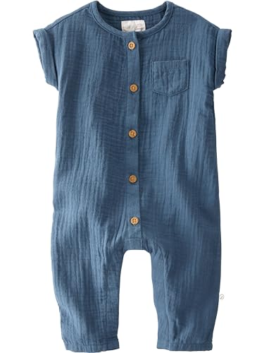 little planet by carter's unisex-baby Organic Cotton Gauze Overall Jumpsuit, Deep Teal, 24M