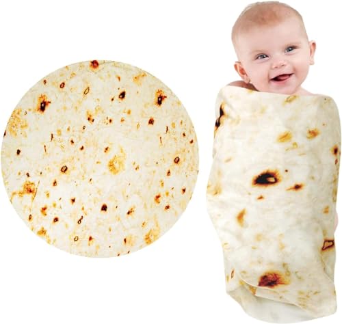 Tortilla Blanket Baby, Baby Burritos Swaddle Blanket, Taco Blanket for Newborn Toddler, 285 GSM Soft Flannel Wearable Wrap Blanket Funny Gifts for Baby Shower Boy Girl 0-3 6 9 Months