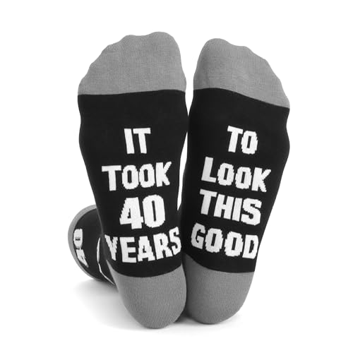 Bibalabili Men Fun Crews Socks for 40th 50th 60th Birthday Gifts, Men Funny Black Crew Cotton Socks (Gifts for 40th Birthday)