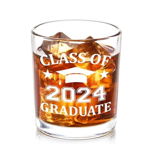 Futtumy Graduation Gifts, Graduation Gifts for Him, Class of 2024 Graduate 10 oz Whiskey Glass, 2024 Graduation Gifts, College High School Masters Graduation Gift, Graduation Gifts for Men Friend