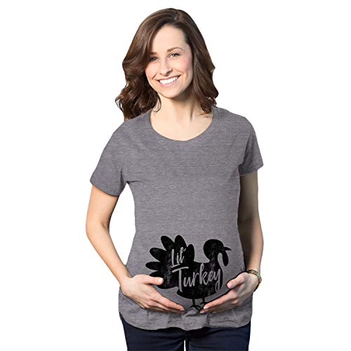 Maternity Lil Turkey Tshirt Funny Thanksgiving Pregnancy Tee Funny Graphic Maternity Tee Thanksgiving Maternity T Shirt Funny Food T Shirt Funny Maternity Dark Grey M