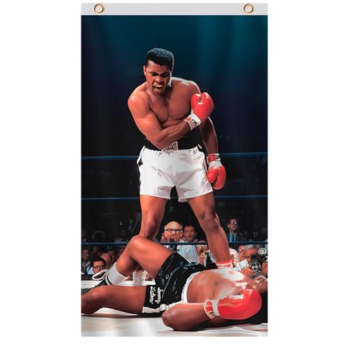 3'x5' Muhammad Ali Motivational Workout Banner with Two Brass Grommets - Boxing Home Gym Flag - Wall Hanging Tapestry Bodybuilding - Home Décor Wallpaper - Funny College Dorm Flag